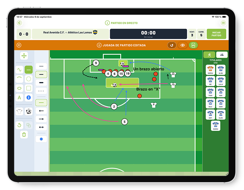 3. Llévalo al banquillo en Set Pieces Coach